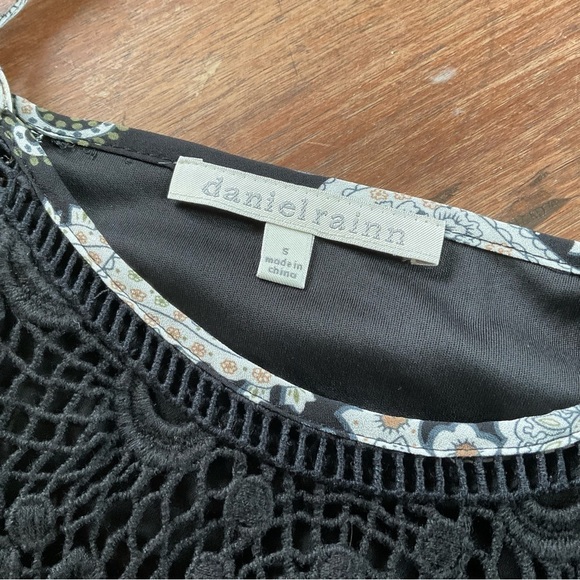 Daniel Rainn Paisley Maxi Dress S Embroidered Black White Green Tan Sheer Long - Picture 5 of 12